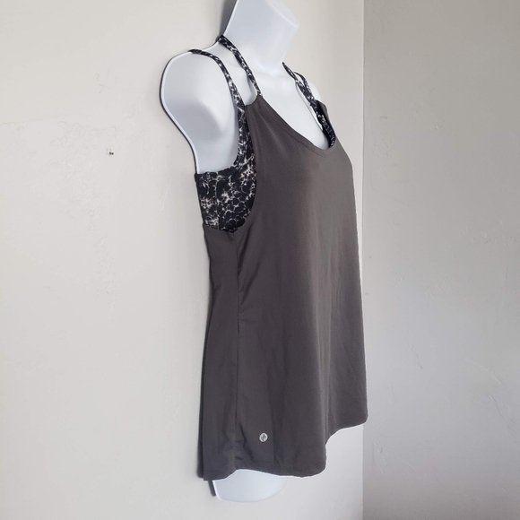 Jockey Women's Small Charcoal Grey Athletic Tank Top Marble Sports Bra Active - Picture 6 of 7